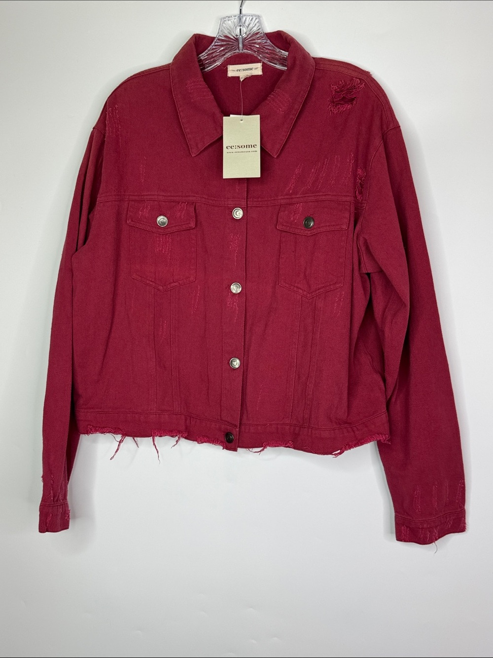 ee:some Red Button Denim Jacket Size Medium NWT
